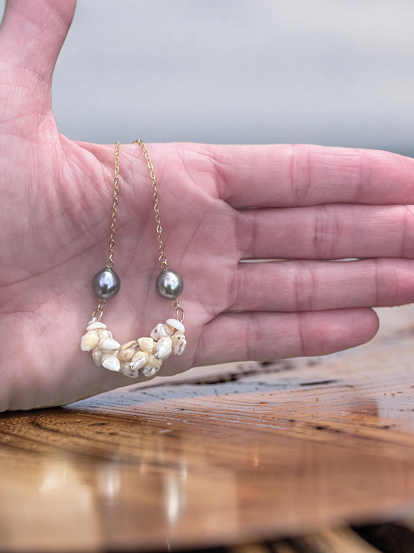 Niihau Shell & Tahitian Pearl Chain Necklace