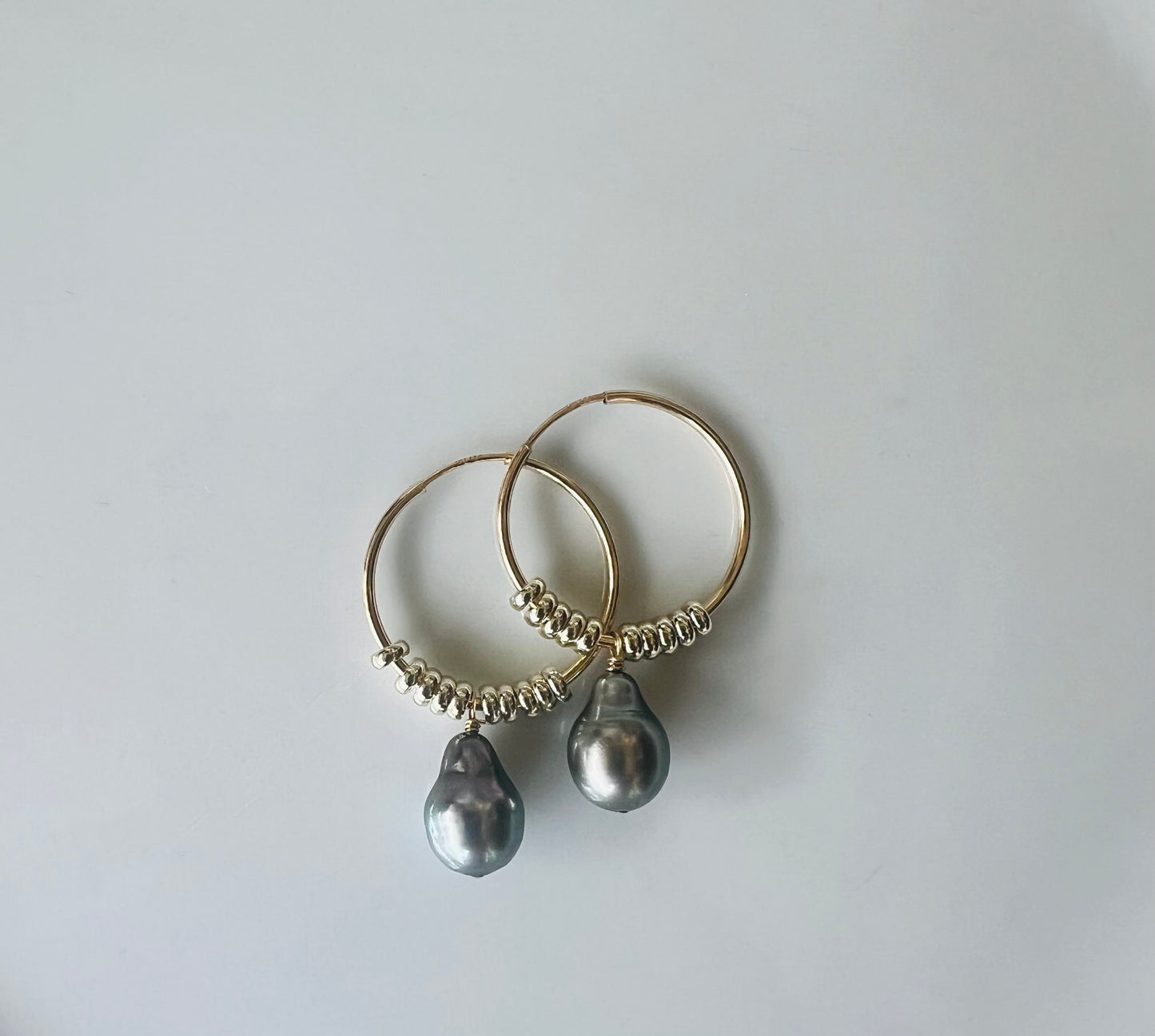 Tahitian Pearl Fringe Hoop Earrings