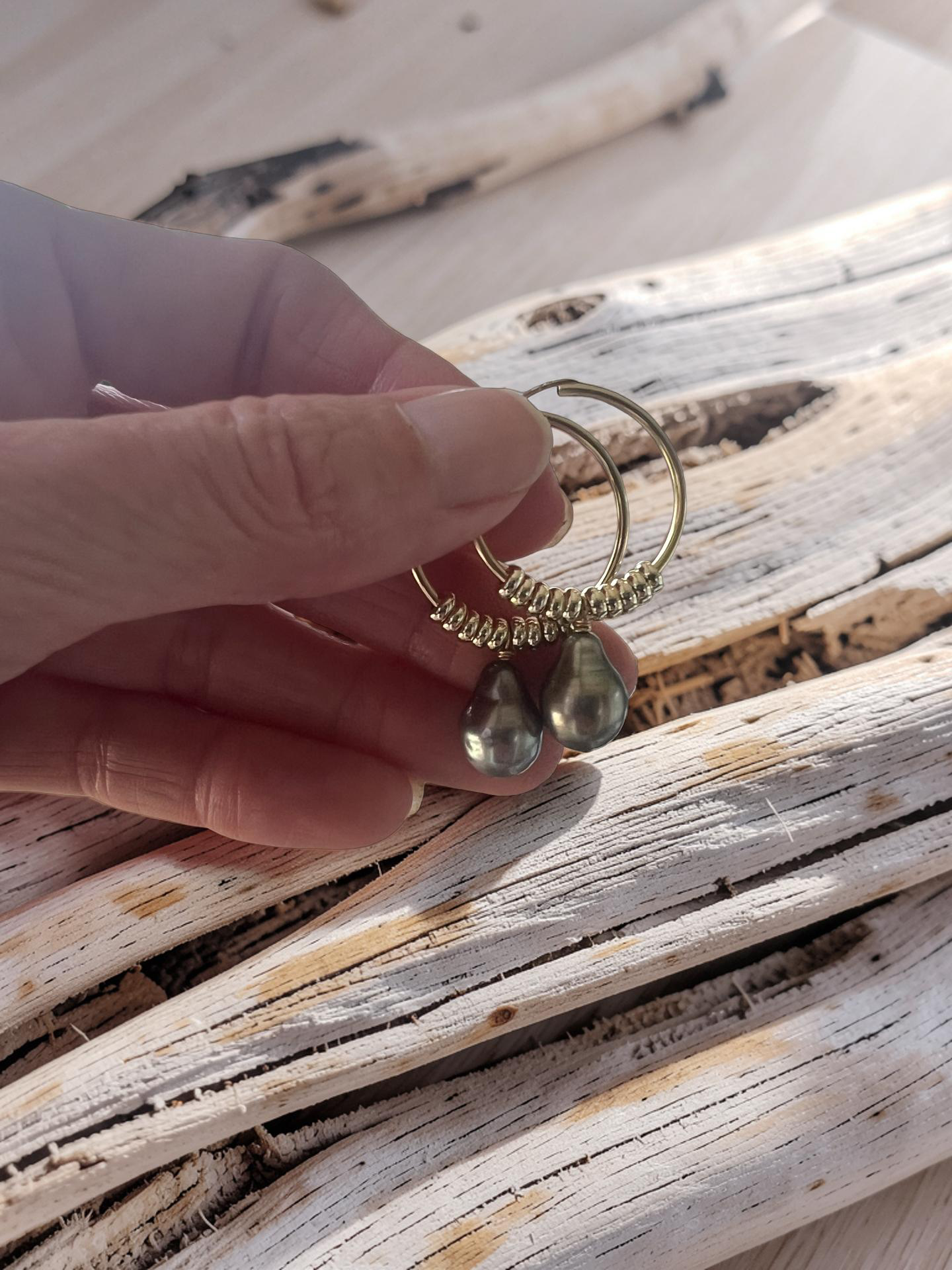 Tahitian Pearl Fringe Hoop Earrings