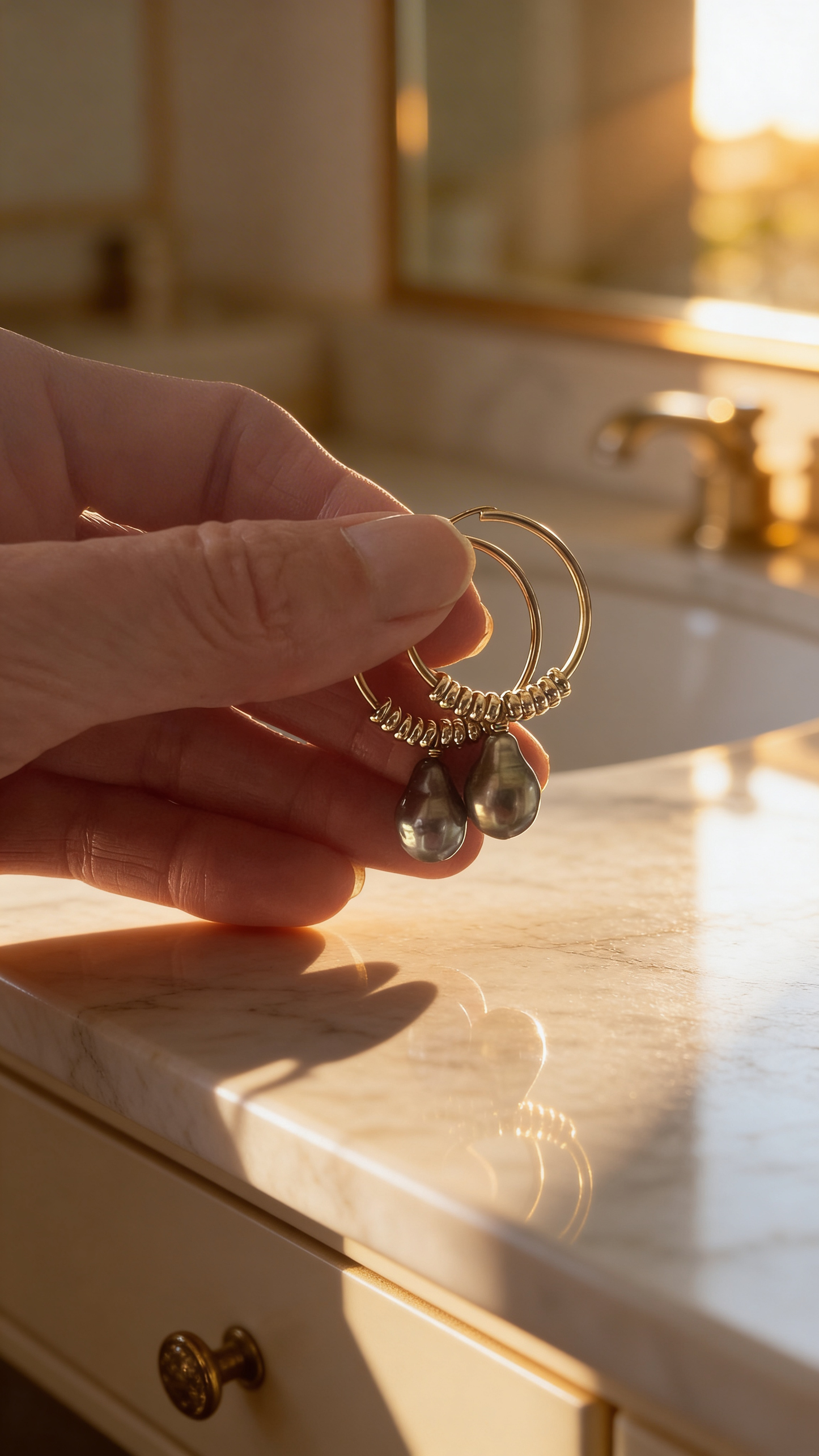 Tahitian Pearl Fringe Hoop Earrings