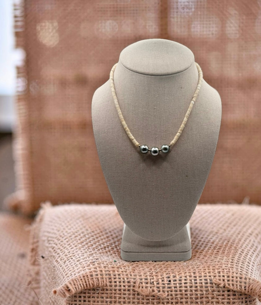 Tahitian Pearl & Coconut Wood Necklace
