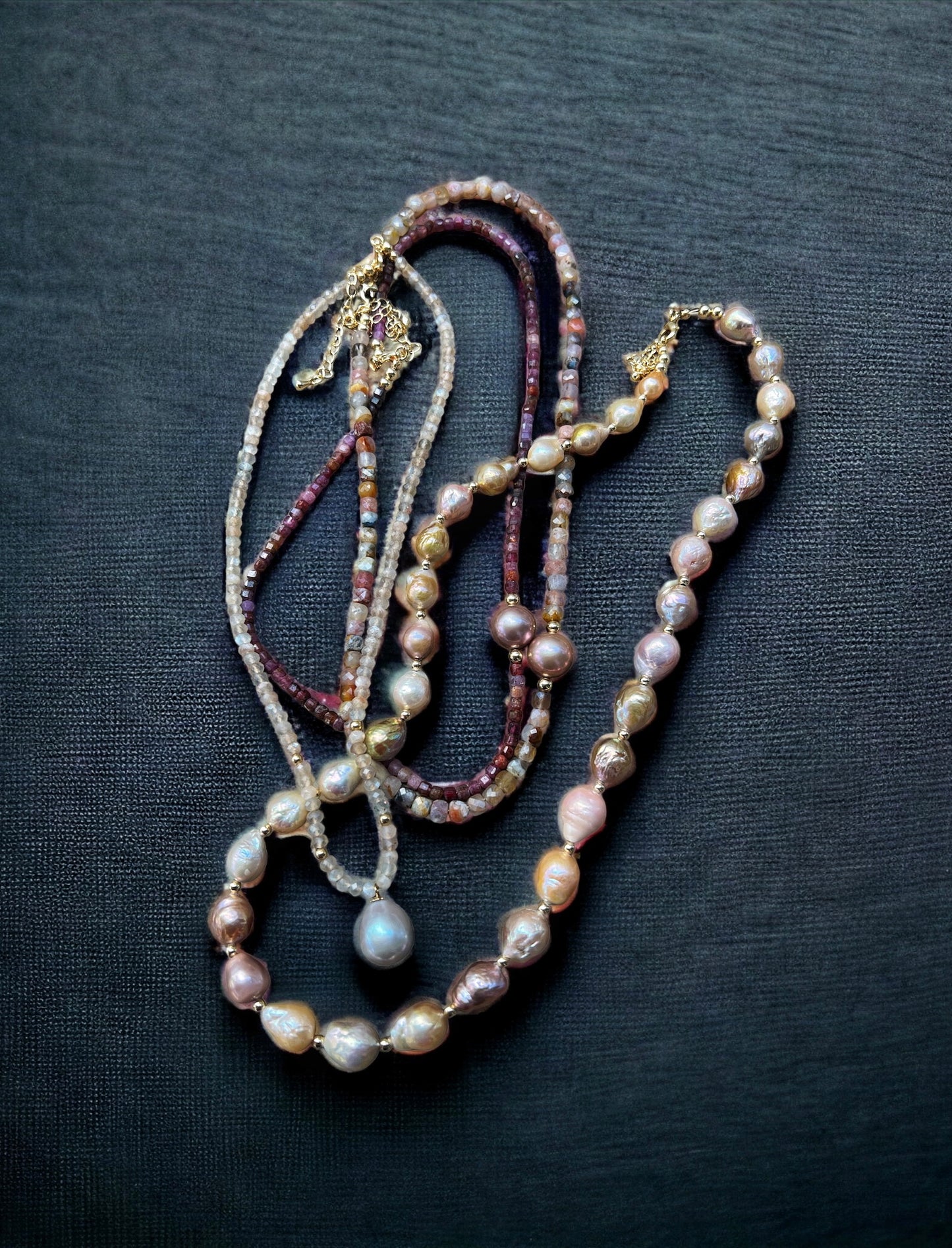 Lily Peach Moonstone Necklace