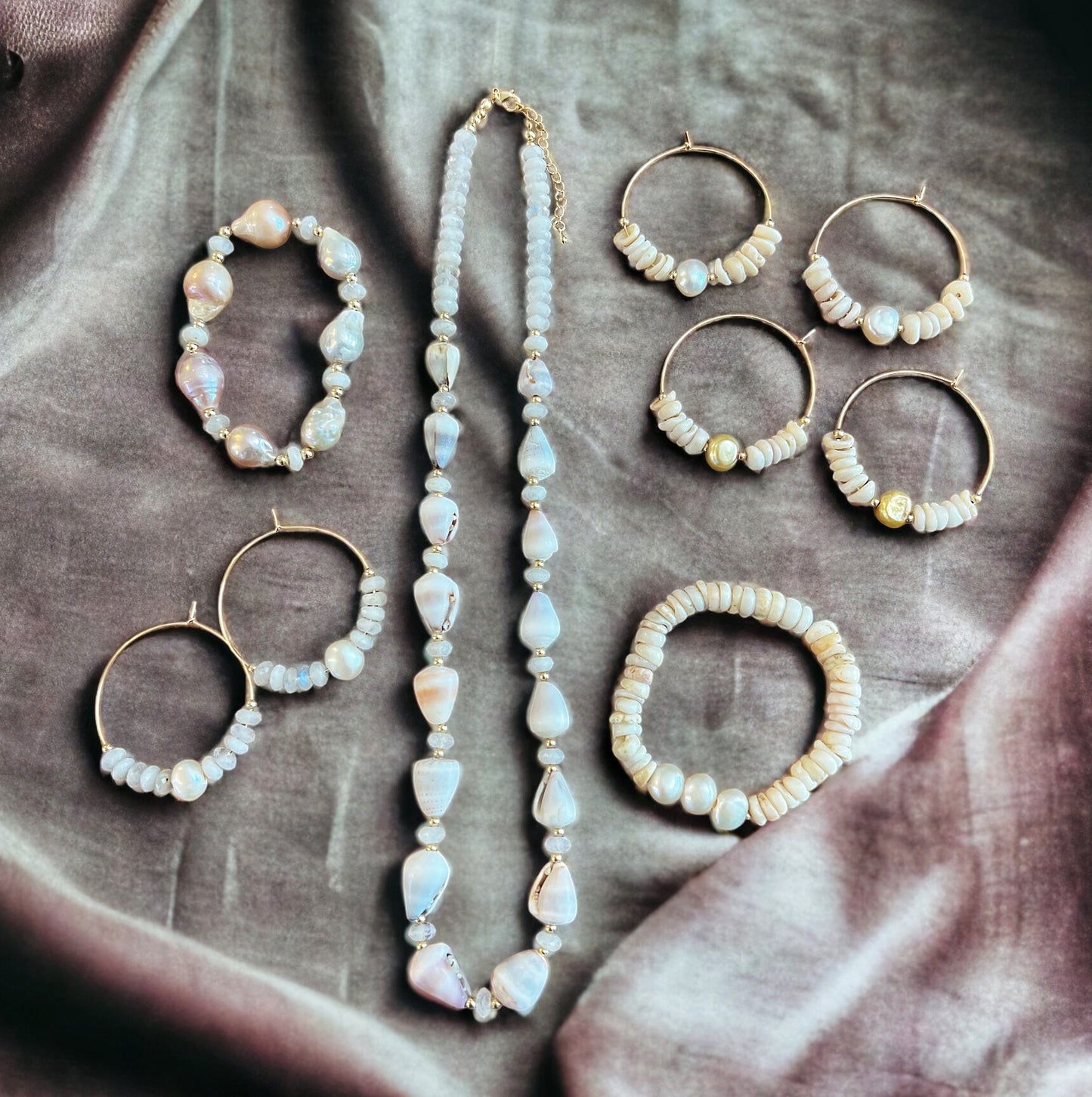 Mermaid Hoops - Moonstone