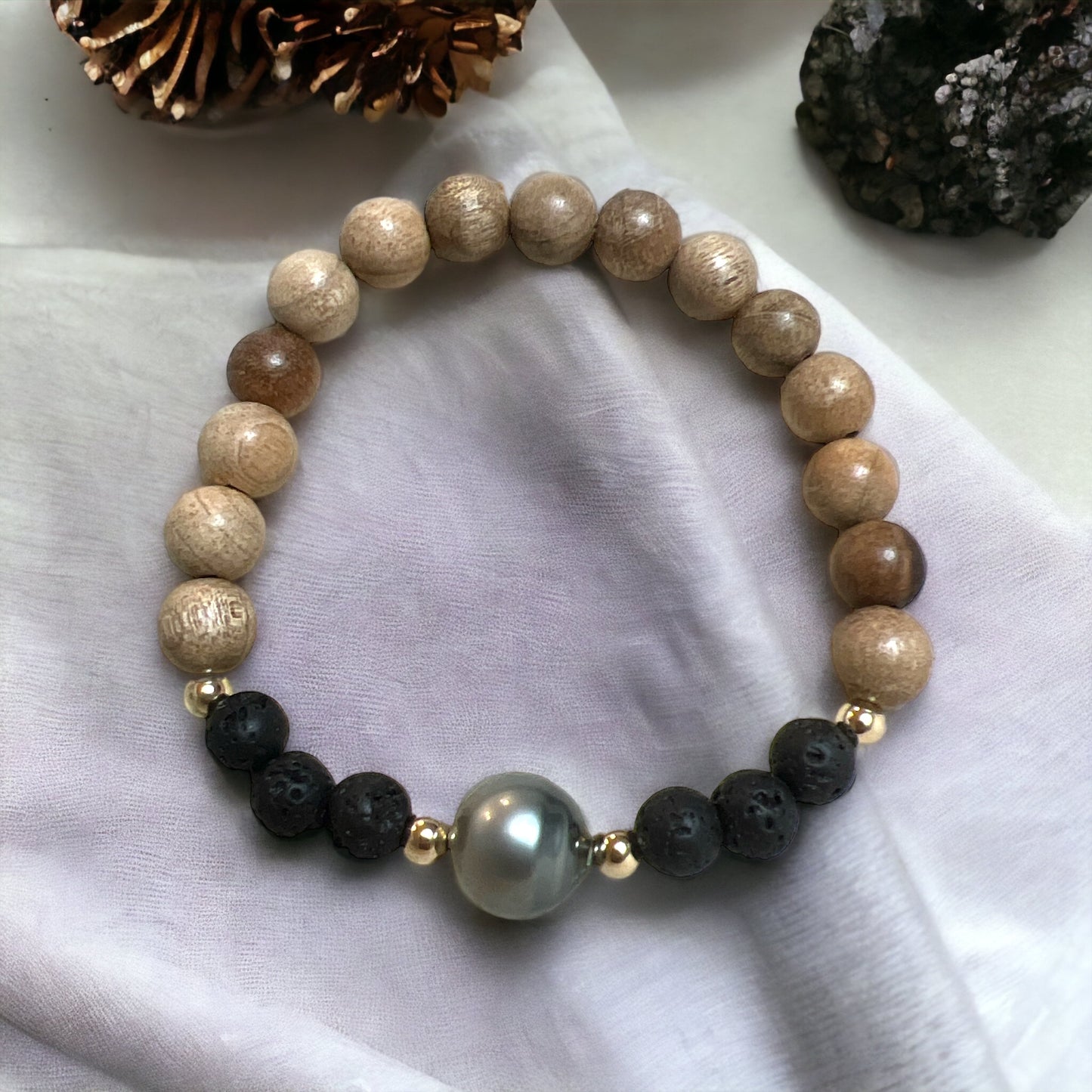 Tahitian Lava Rock Stretch Bracelet