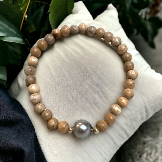 Tahitian Sandalwood Stretch Bracelet - Small