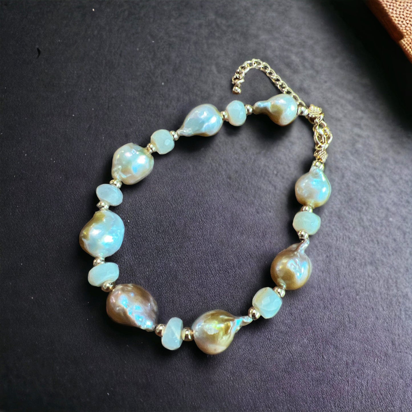 Pond Slime Pearl & Moonstone Bracelet