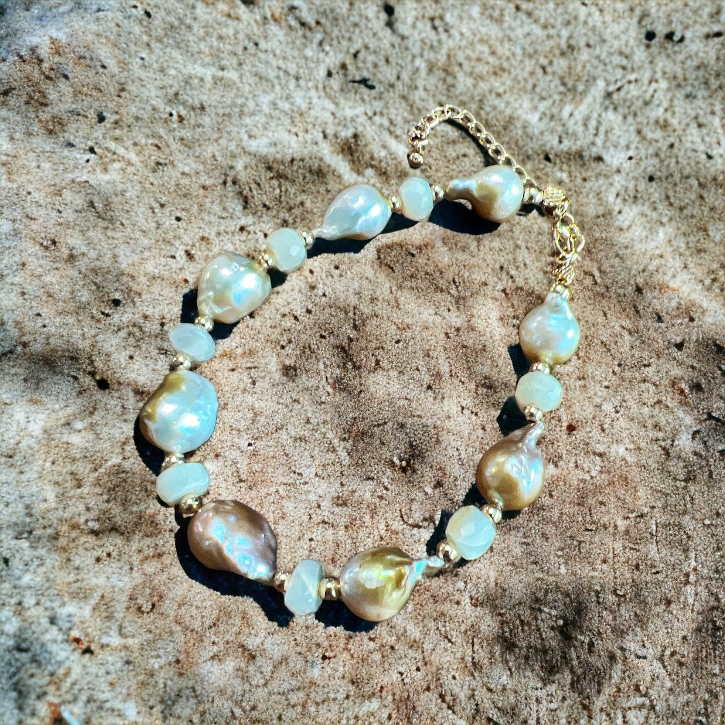 Pond Slime Pearl & Moonstone Bracelet
