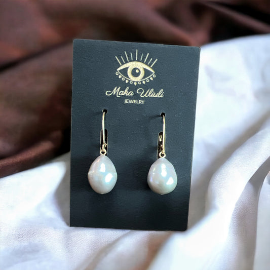 Iridescent Lever Back Earrings - Lavender