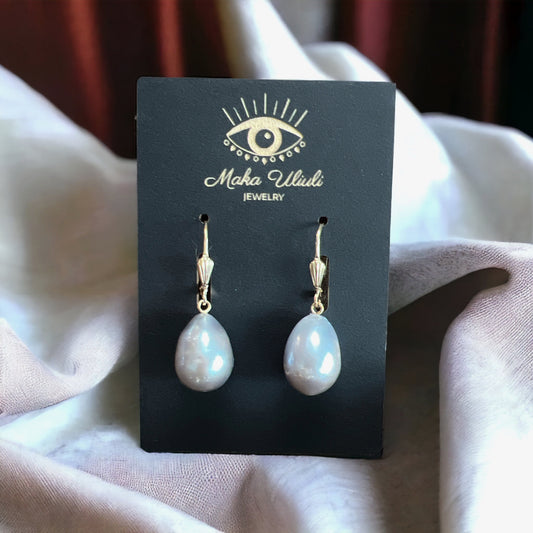 Iridescent Lever Back Earrings - Gray
