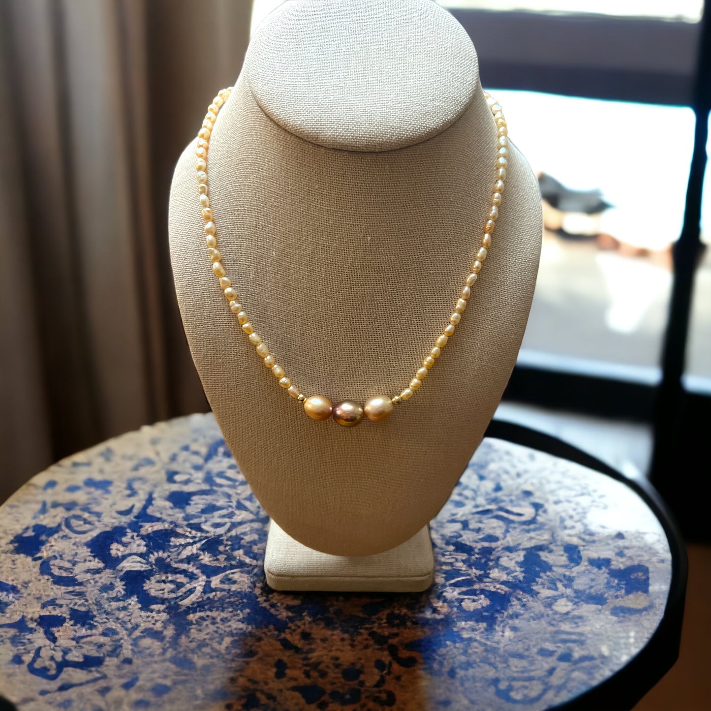 Metallic Edison Rice Pearl Necklace