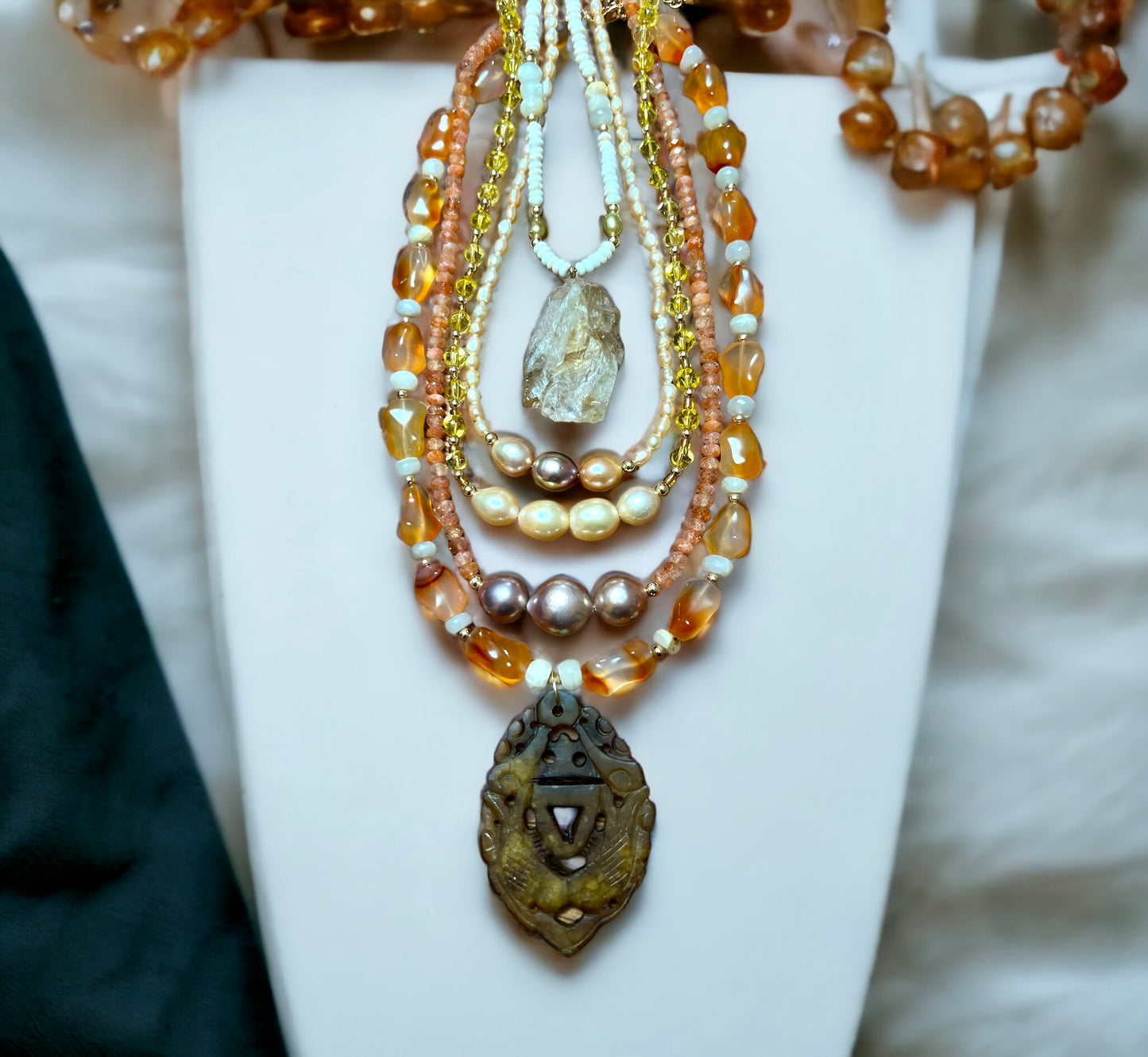Metallic Edison Rice Pearl Necklace