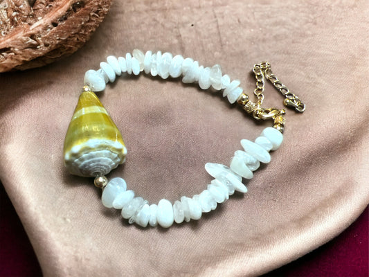 Moonstone Cone Shell Bracelet