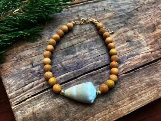 Sandalwood Cone Shell Bracelet