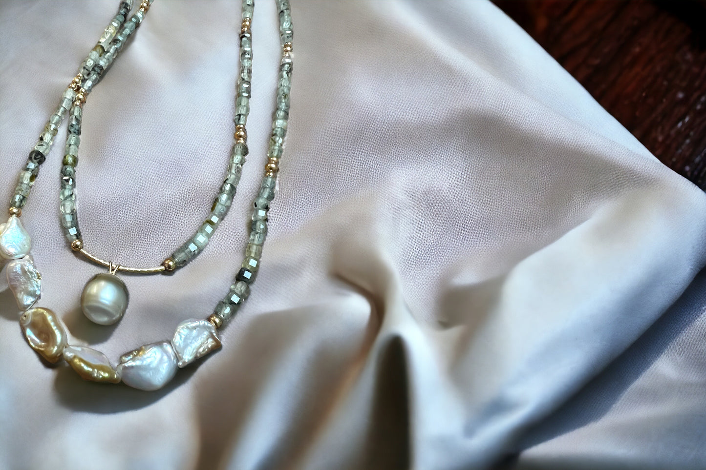 Tahitian Pearl Prehnite Necklace