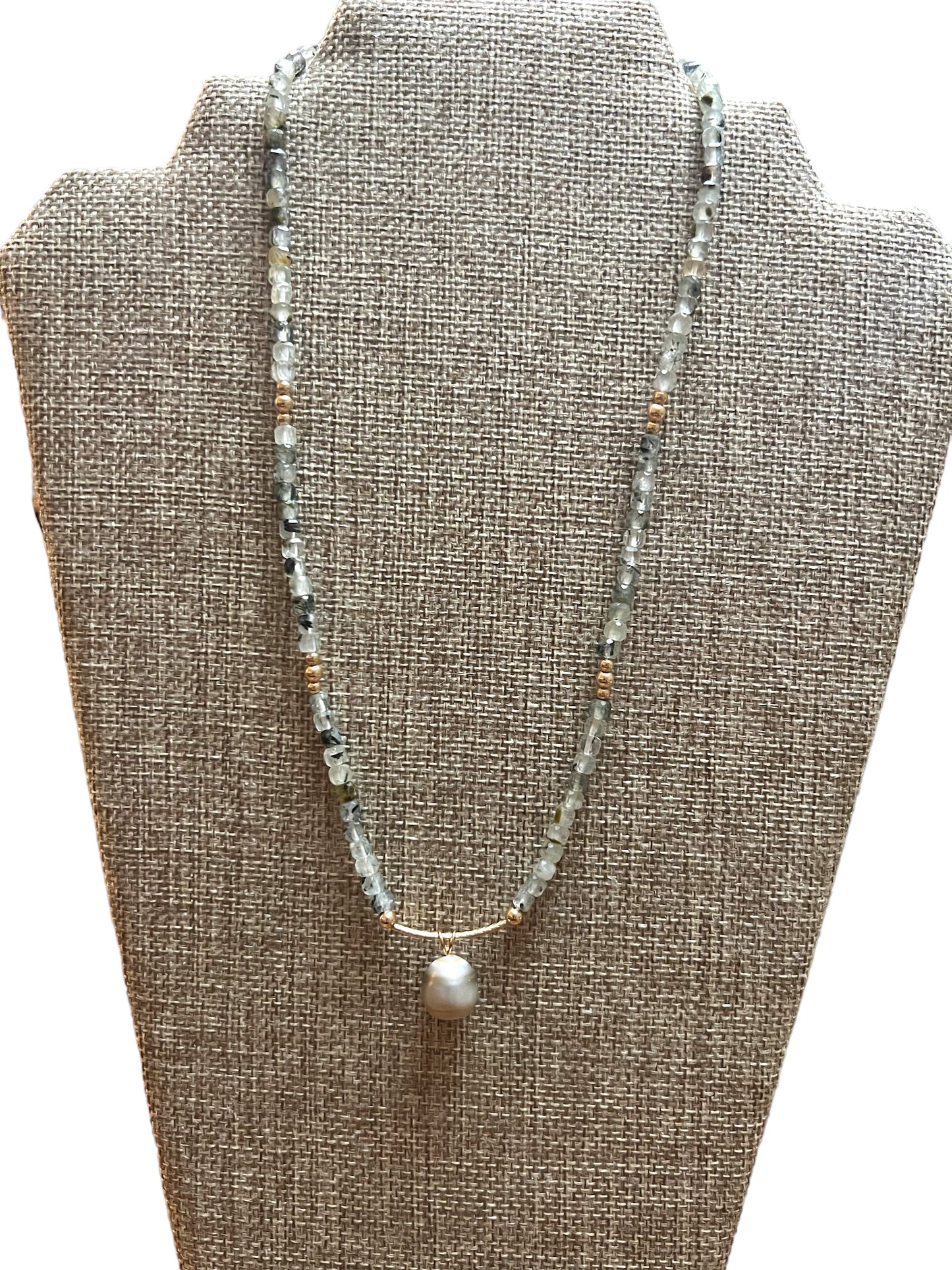 Tahitian Pearl Prehnite Necklace