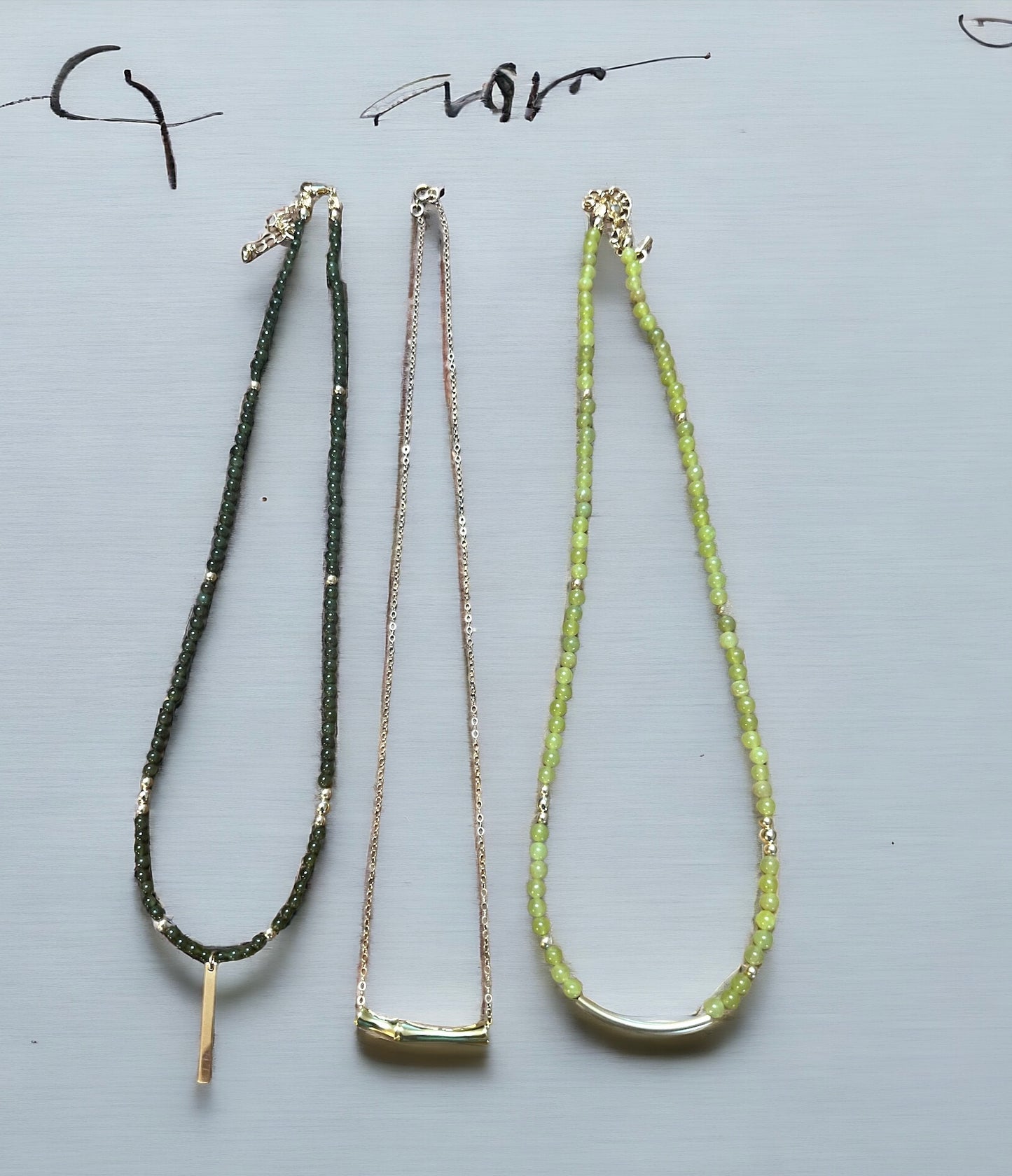 Olive Jade Bar Necklace