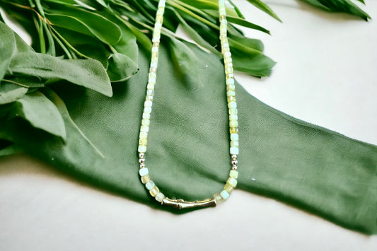 Peruvian Opal Bamboo Bar Necklace