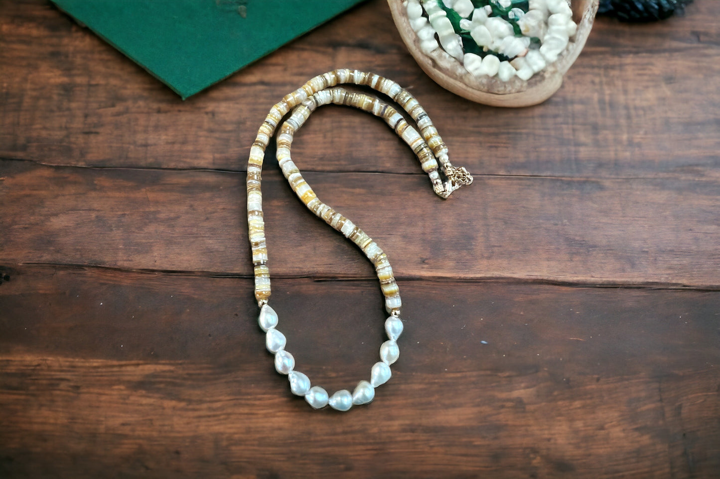 South Sea Shell and Edison Pearl Necklace