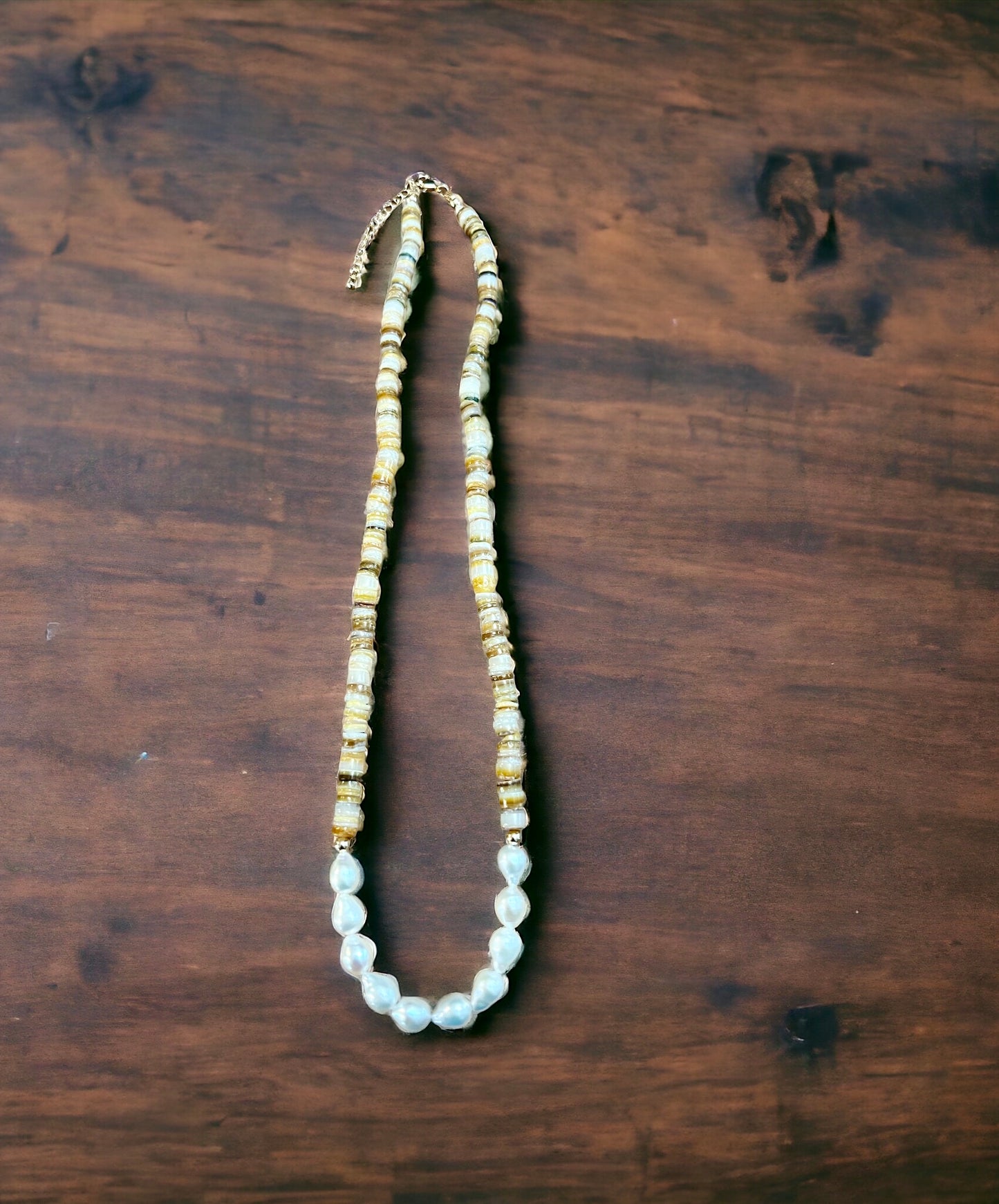South Sea Shell and Edison Pearl Necklace