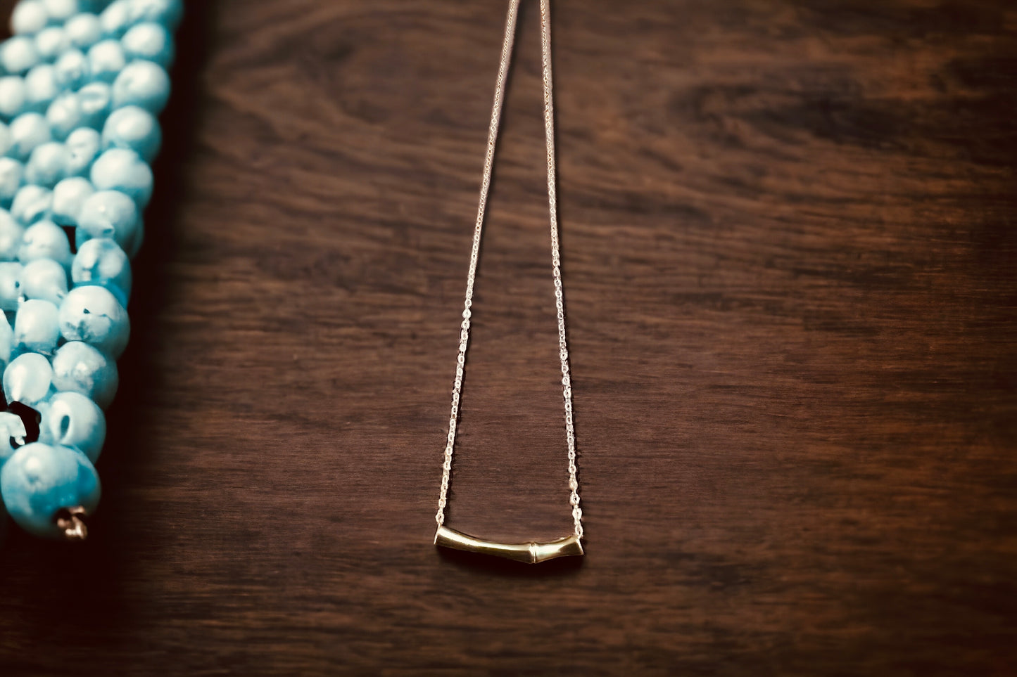 Gold Bamboo Bar Necklace
