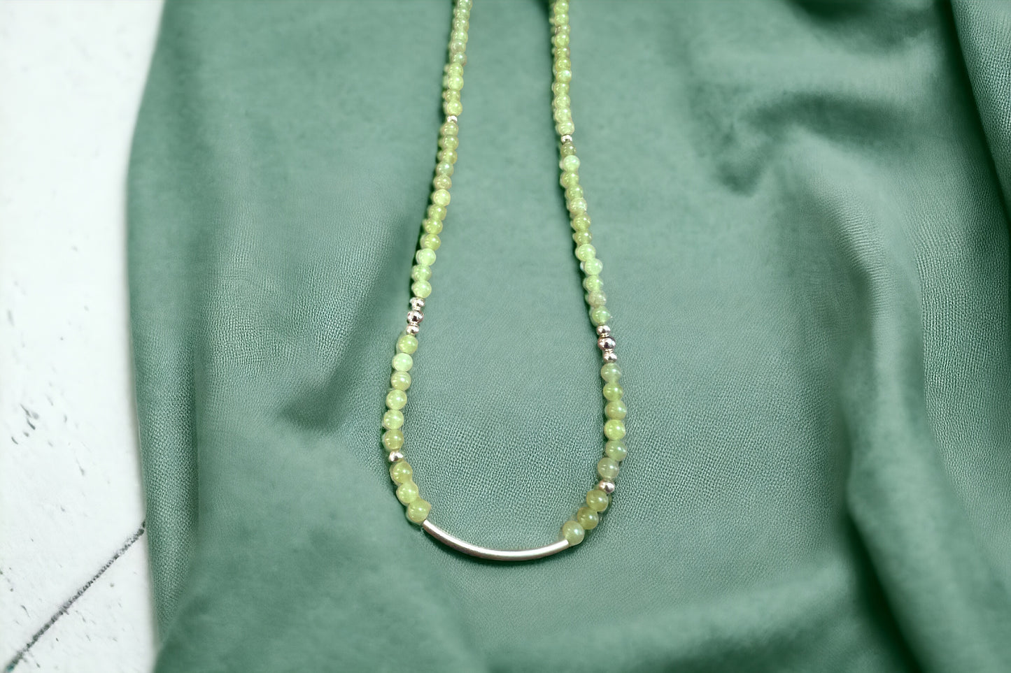 Olive Jade Bar Necklace
