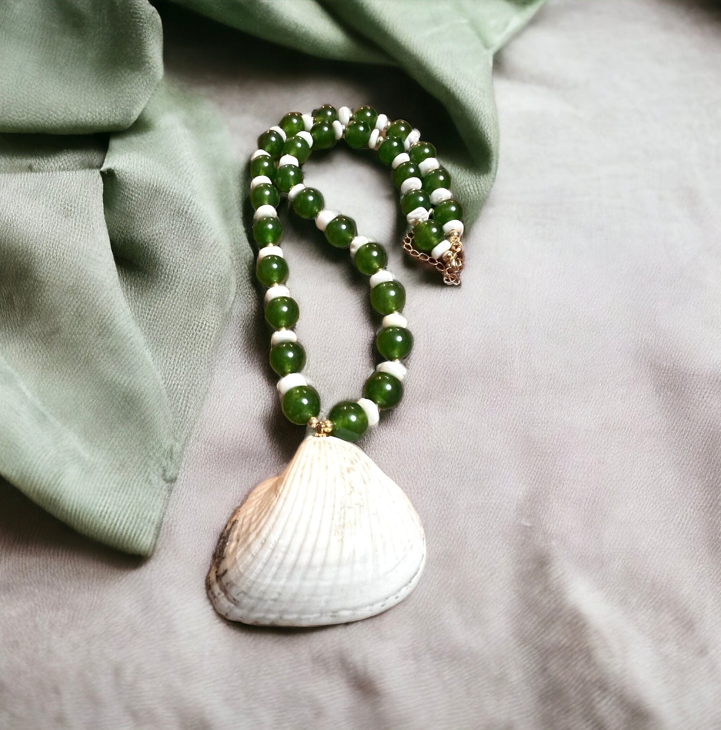 Sanibel Shell and Jade Necklace