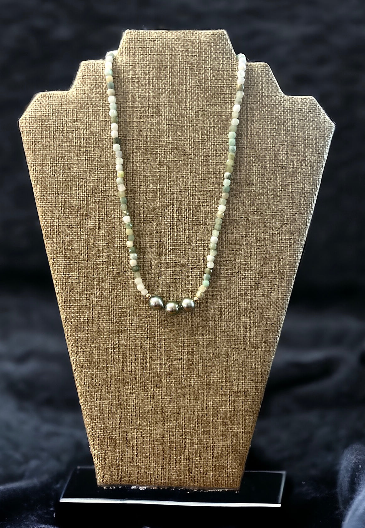 Burma Jade Tahitian Pearl Necklace