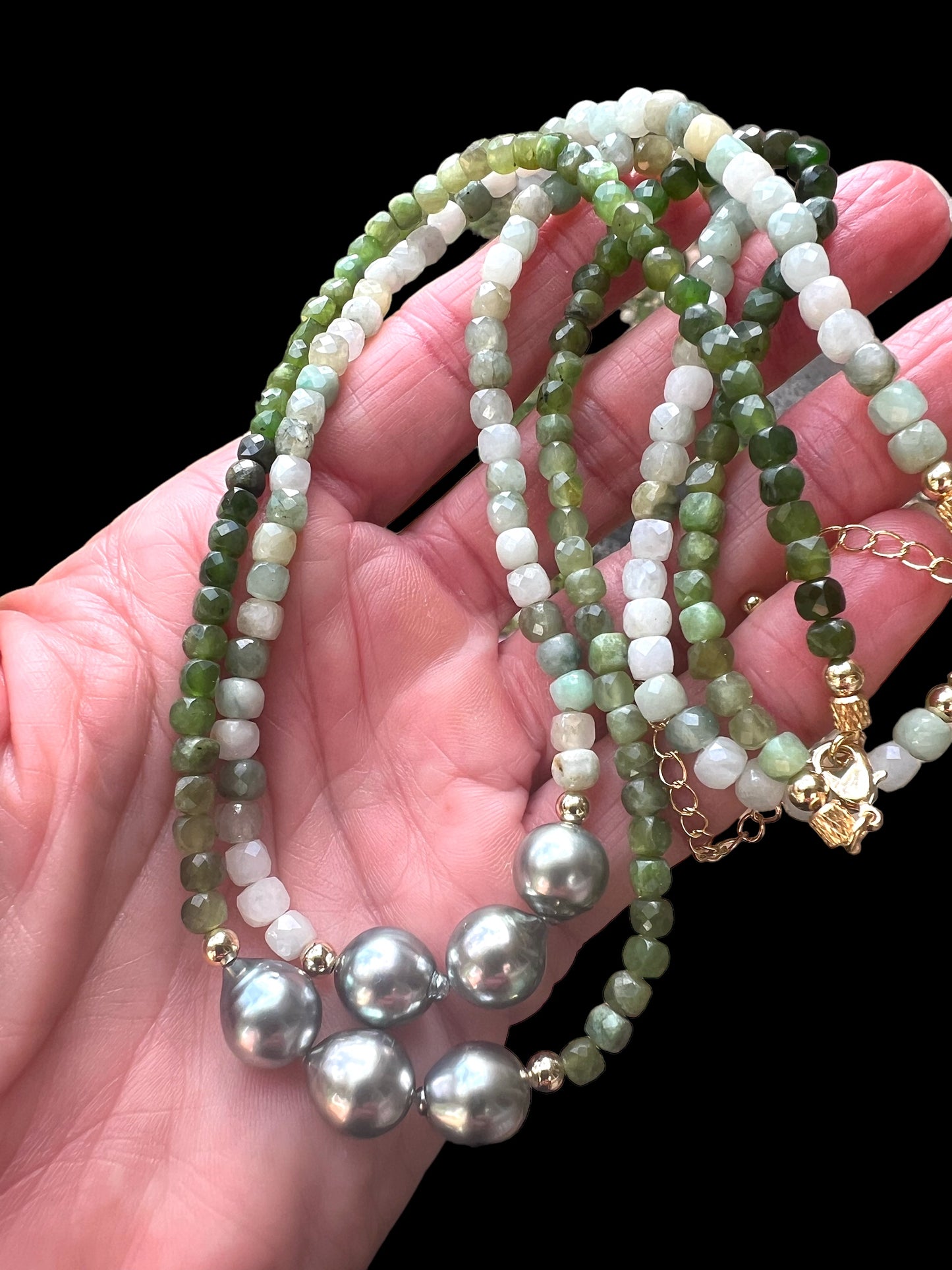 Burma Jade Tahitian Pearl Necklace