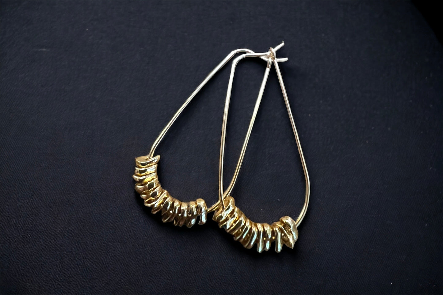 Gold Teardrop Fringe Hoops