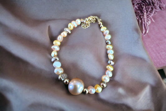 Metallic Edison & Freshwater Pearl Bracelet