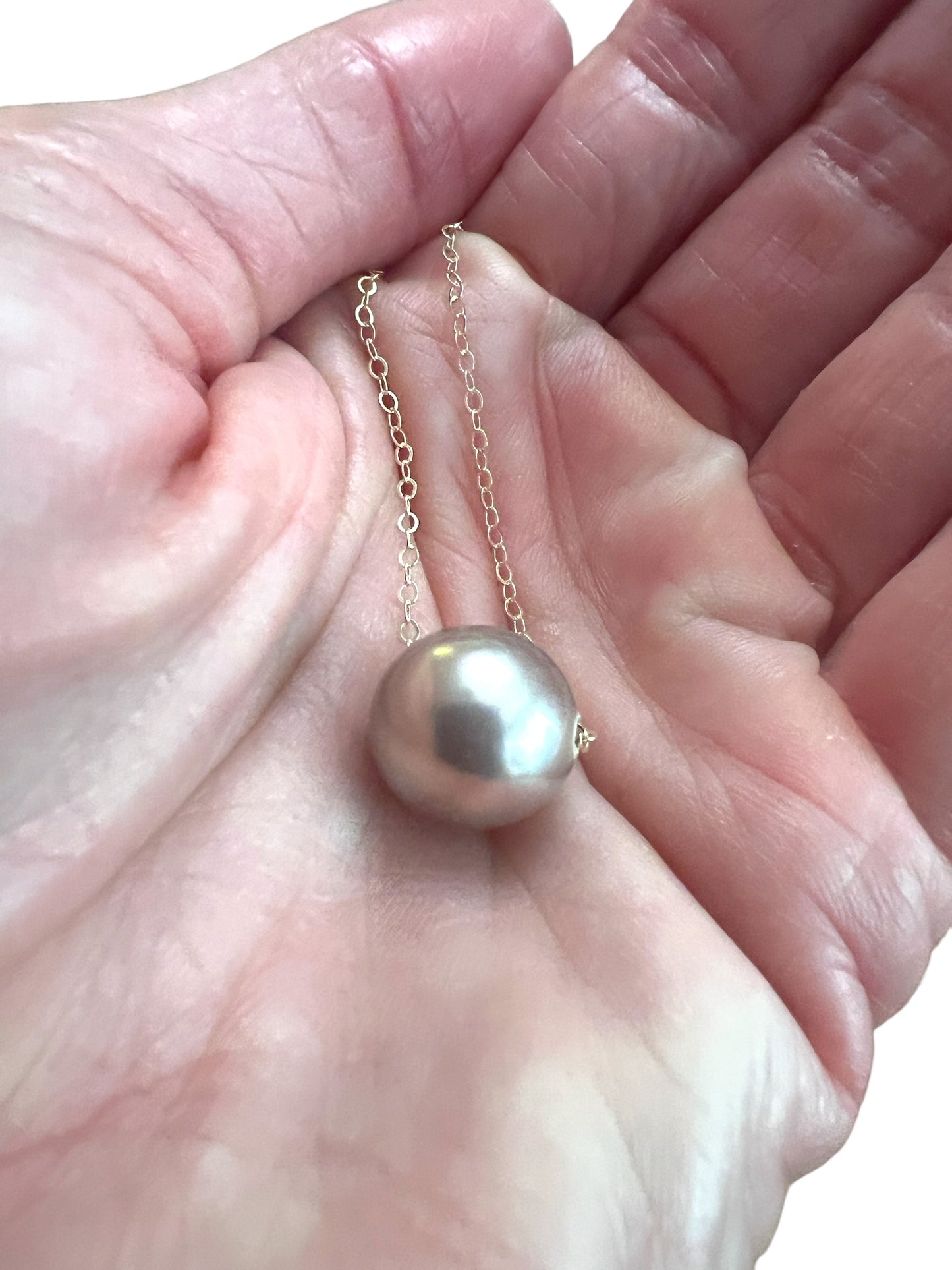 Edison Pearl Floating Necklace - Mauve