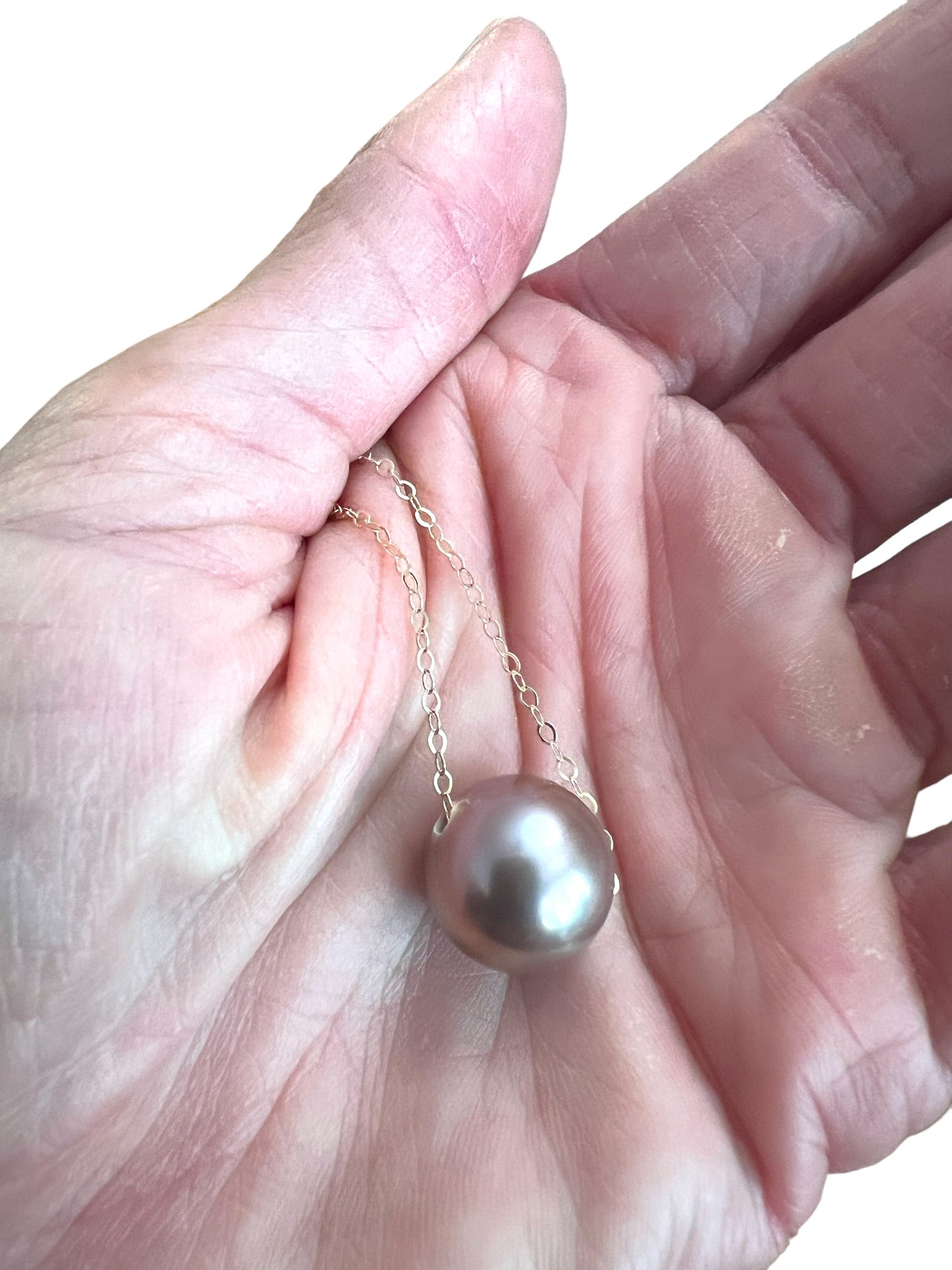 Edison Pearl Floating Necklace - Metallic Mauve
