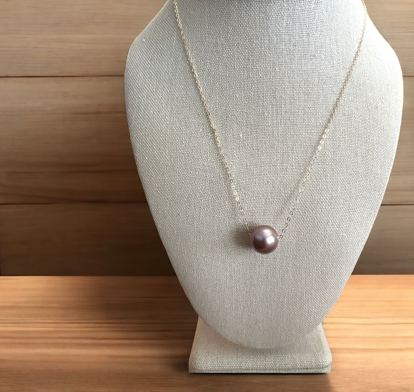 Edison Pearl Floating Necklace - Metallic Mauve