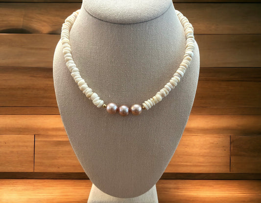 Edison Pearl & Puka Shell Necklace