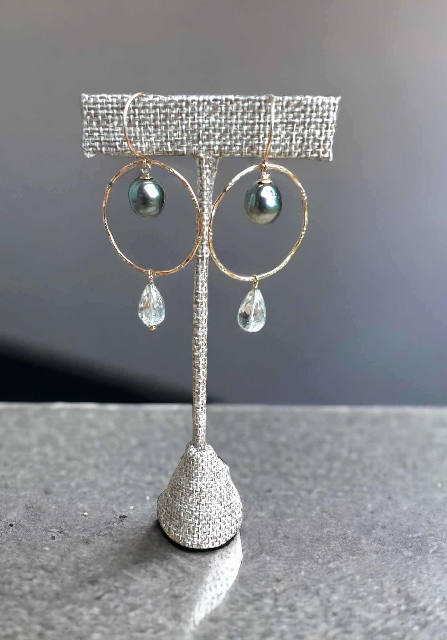 Tahitian Pearl Quartz Hoops