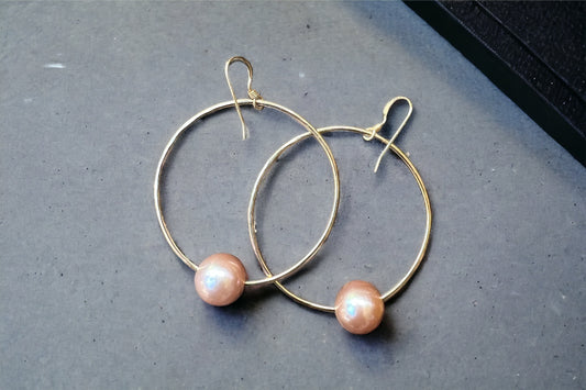 Edison Pearl Hammered Hoops