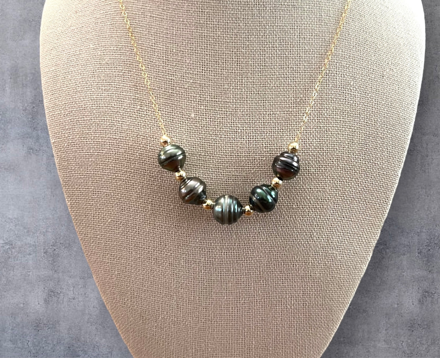 Dark Tahitian Pearl Chain Necklace