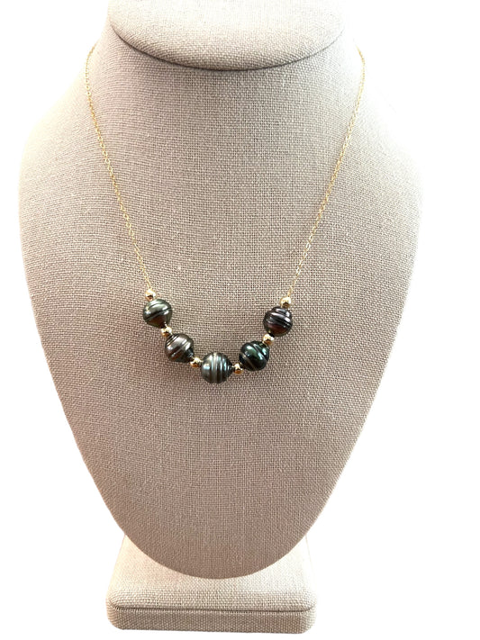 Dark Tahitian Pearl Chain Necklace