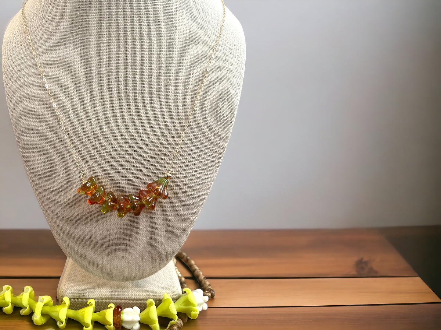 Amber & Green Pua Chain Necklace
