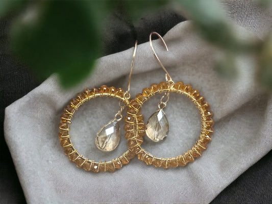 Citrine Crystal Hoop Earrings