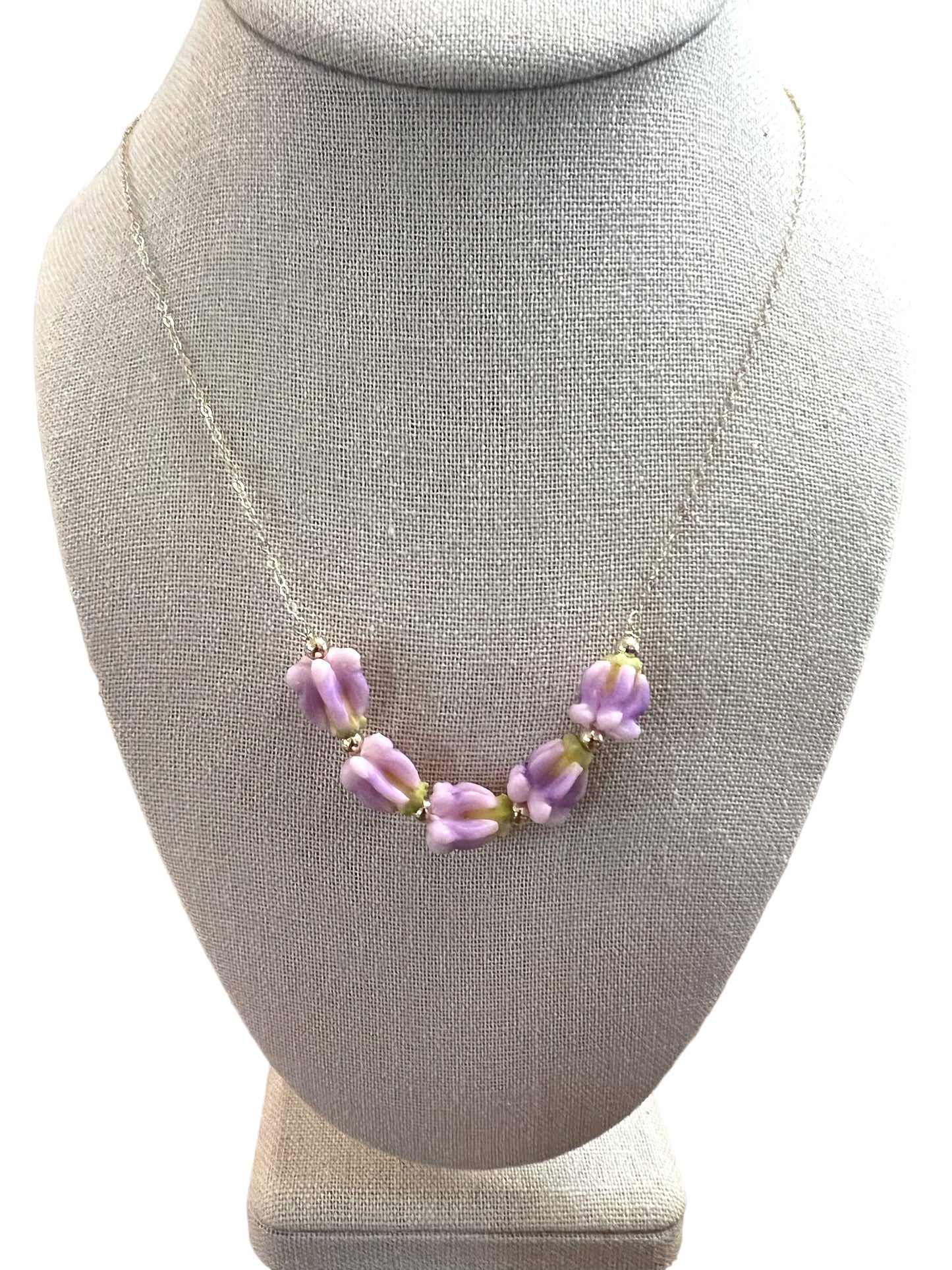 Purple Crown Flower Chain Necklace
