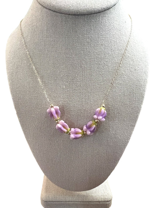 Purple Crown Flower Chain Necklace