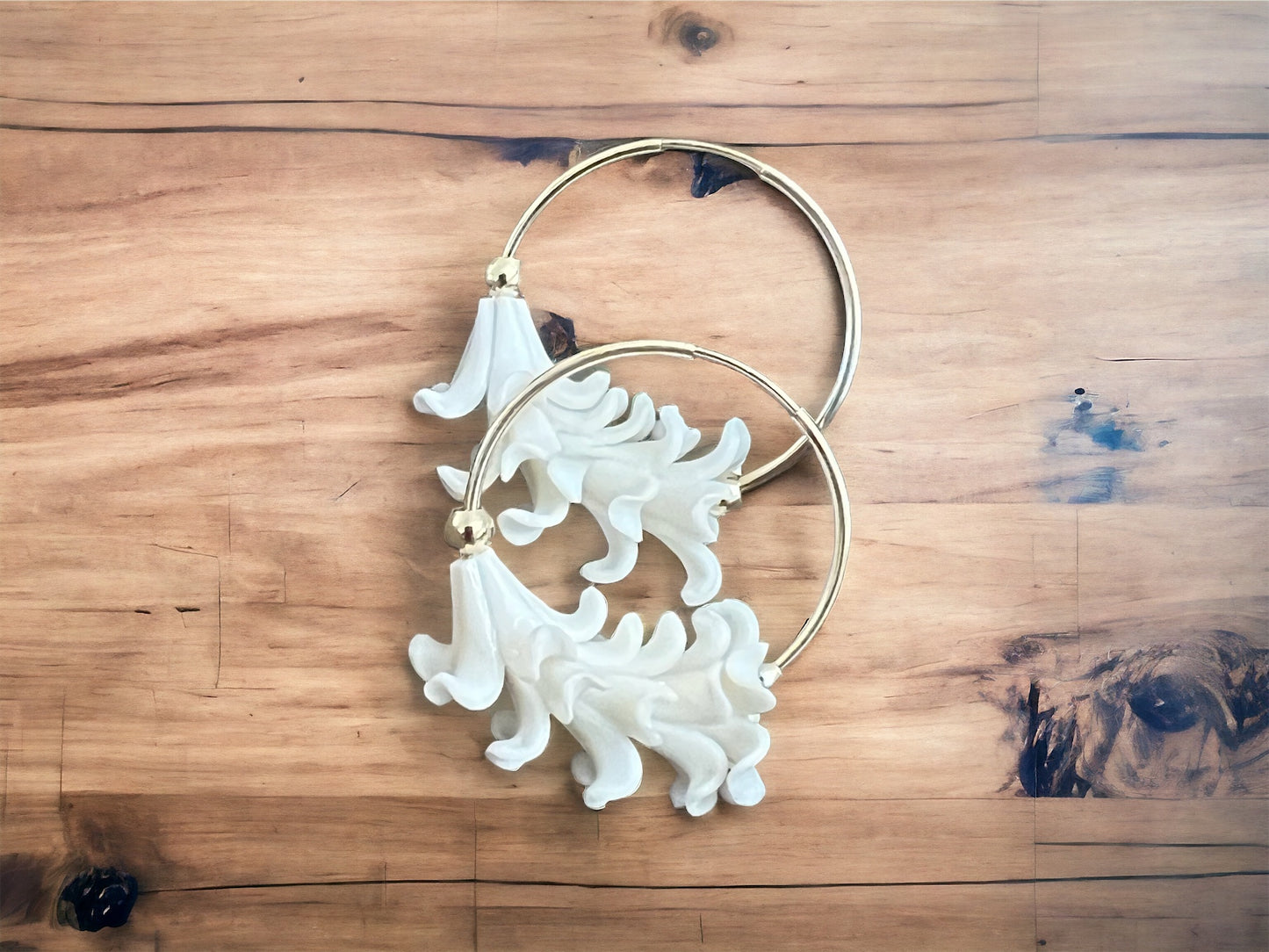 White Petite Flower Small Hoops