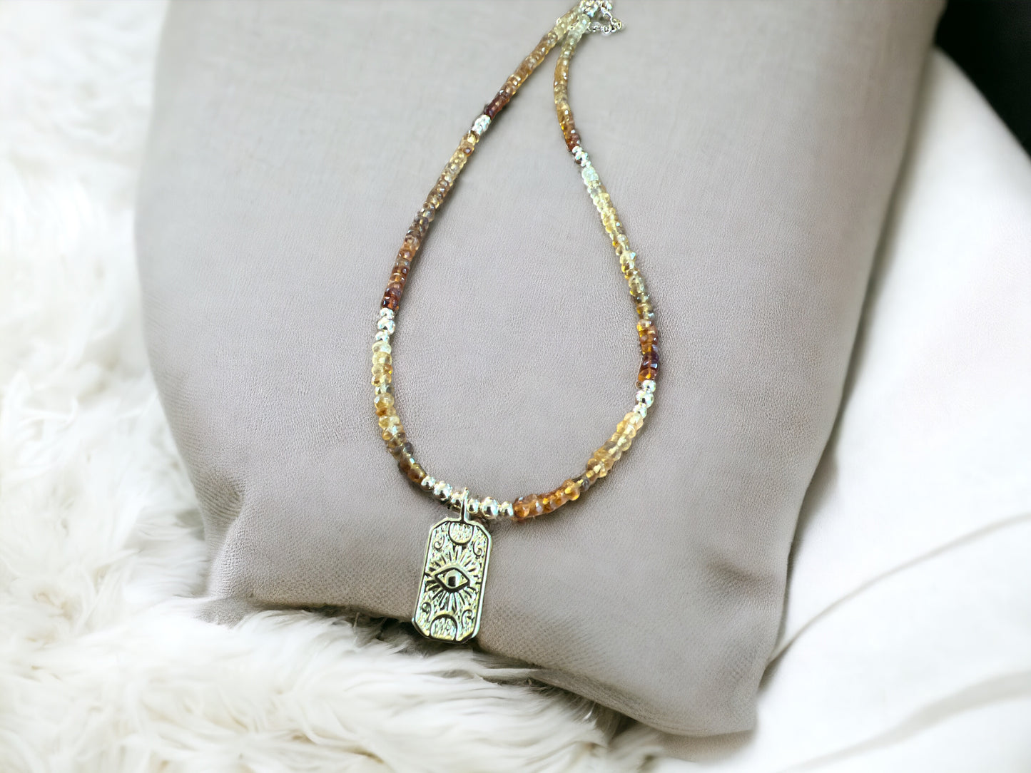 Citrine Evil Eye Choker Necklace