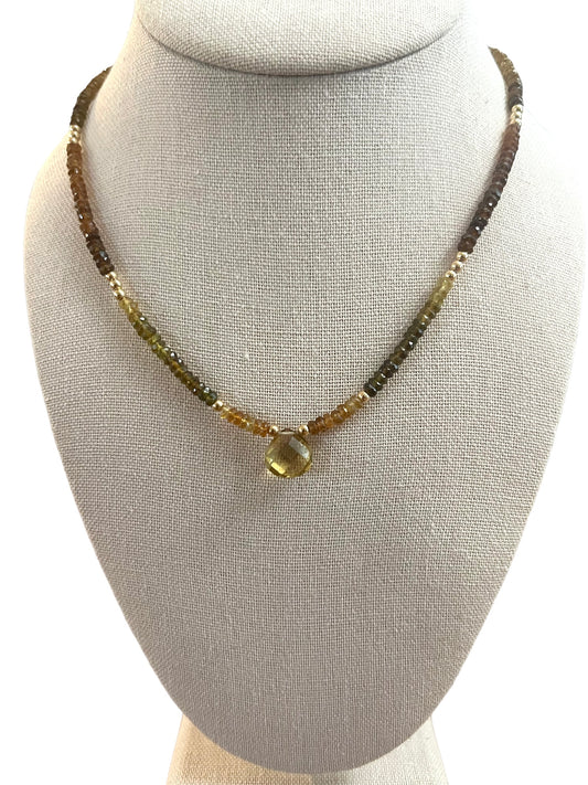Tourmaline & Citrine Pendant Necklace
