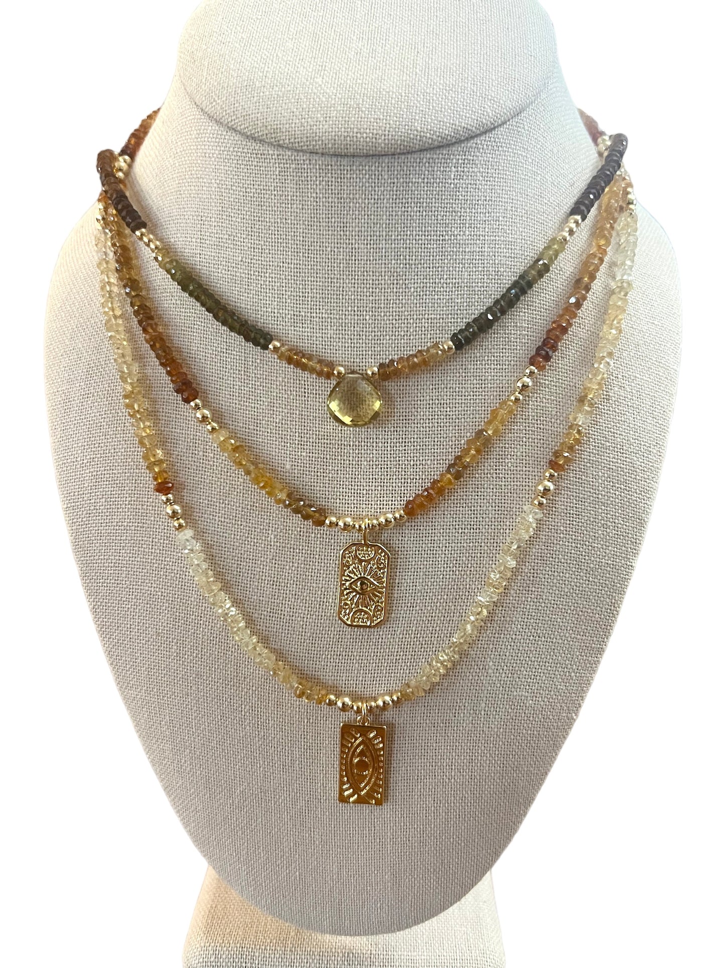 Tourmaline & Citrine Pendant Necklace