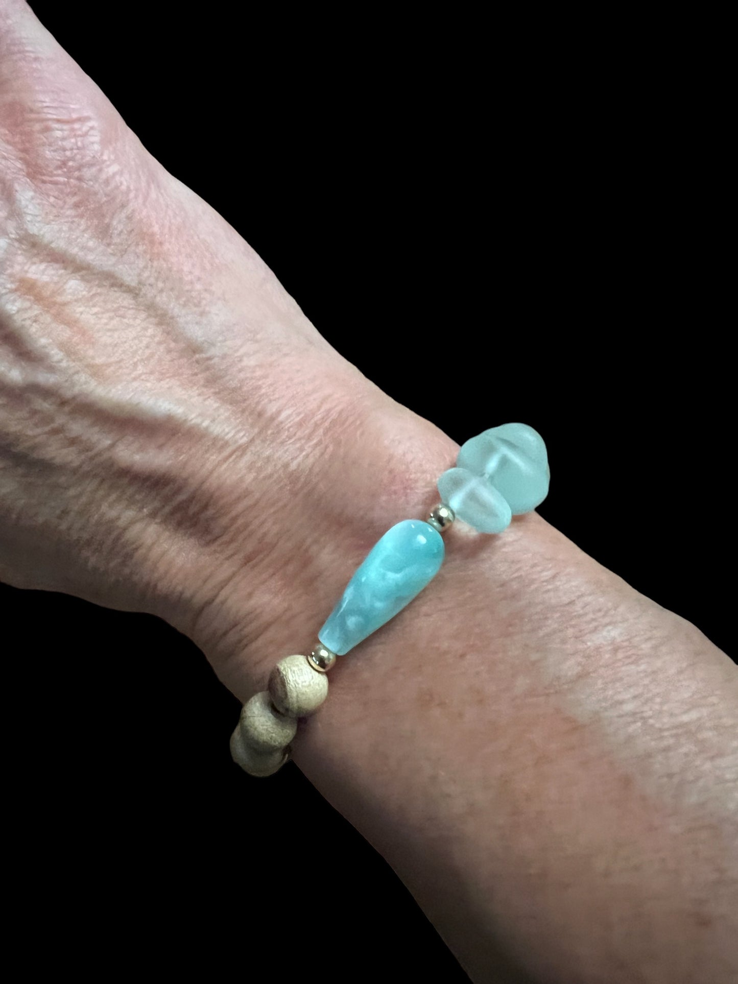 Moonstone & Sea Glass Bracelet - Asymmetric