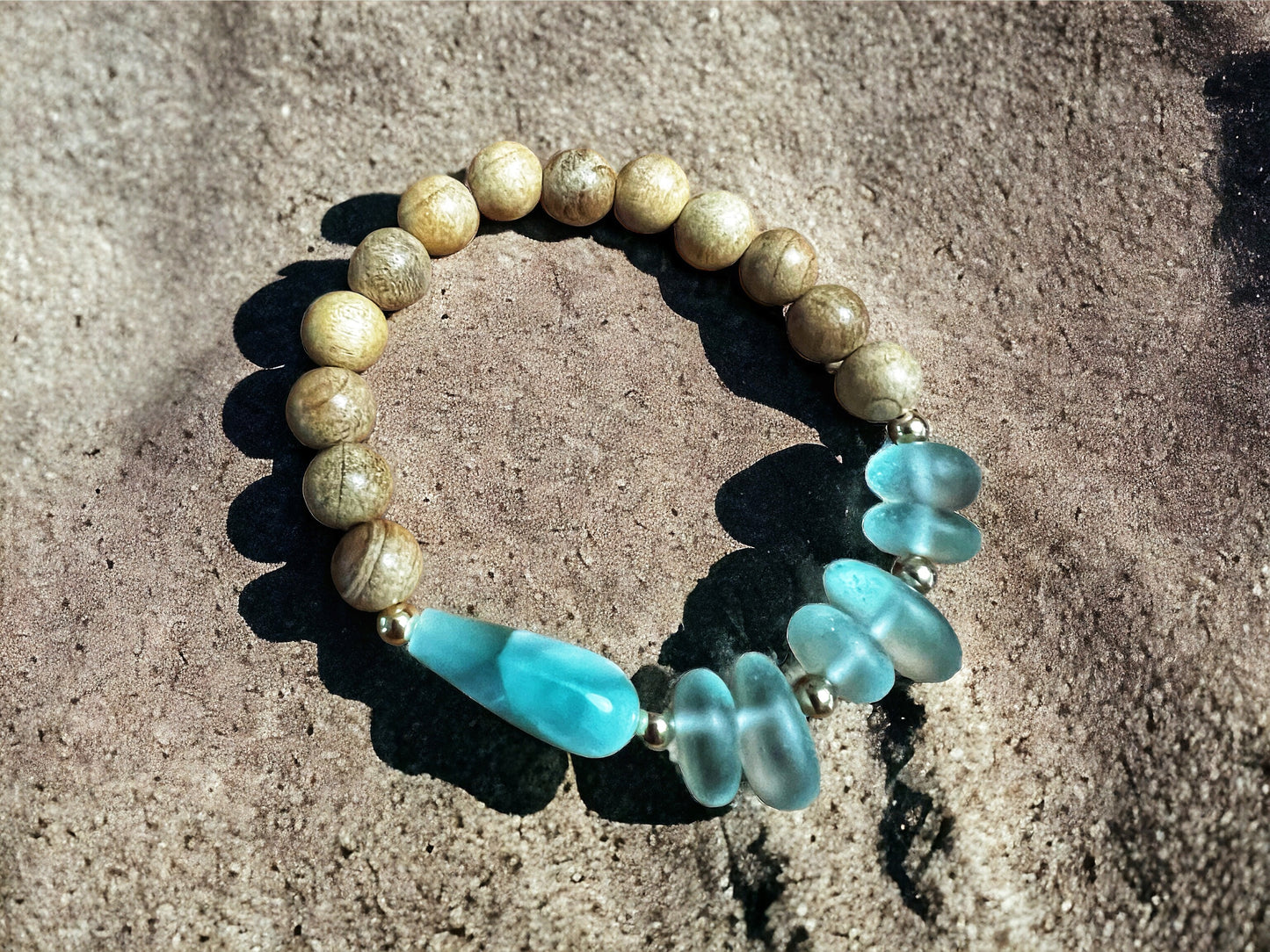 Moonstone & Sea Glass Bracelet - Asymmetric