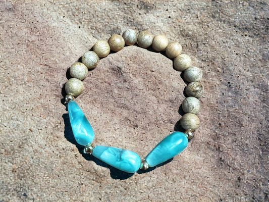 Moonstone & Sandalwood Bracelet