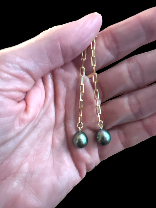 Tahitian Pearl Paperclip Danglers